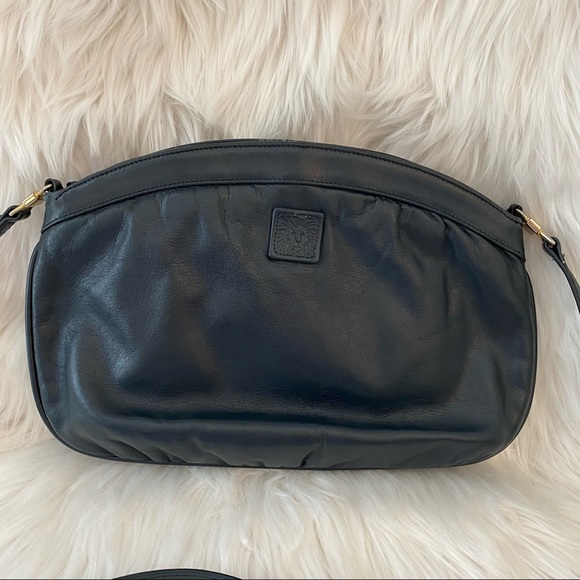 Vintage Handbags - Vintage 90s Anne Klein Leather Navy Crossbody or Clutch